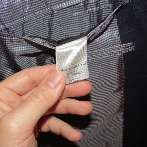 Trunk Club Custom Navy Blue Windowpane Flat Front Two Button Suit 44R - Picture 15 of 16